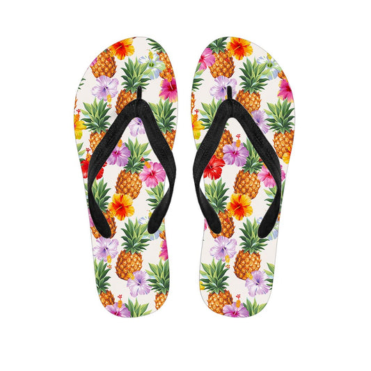 Hawaii Hibiscus Pineapple Pattern Print Flip Flops