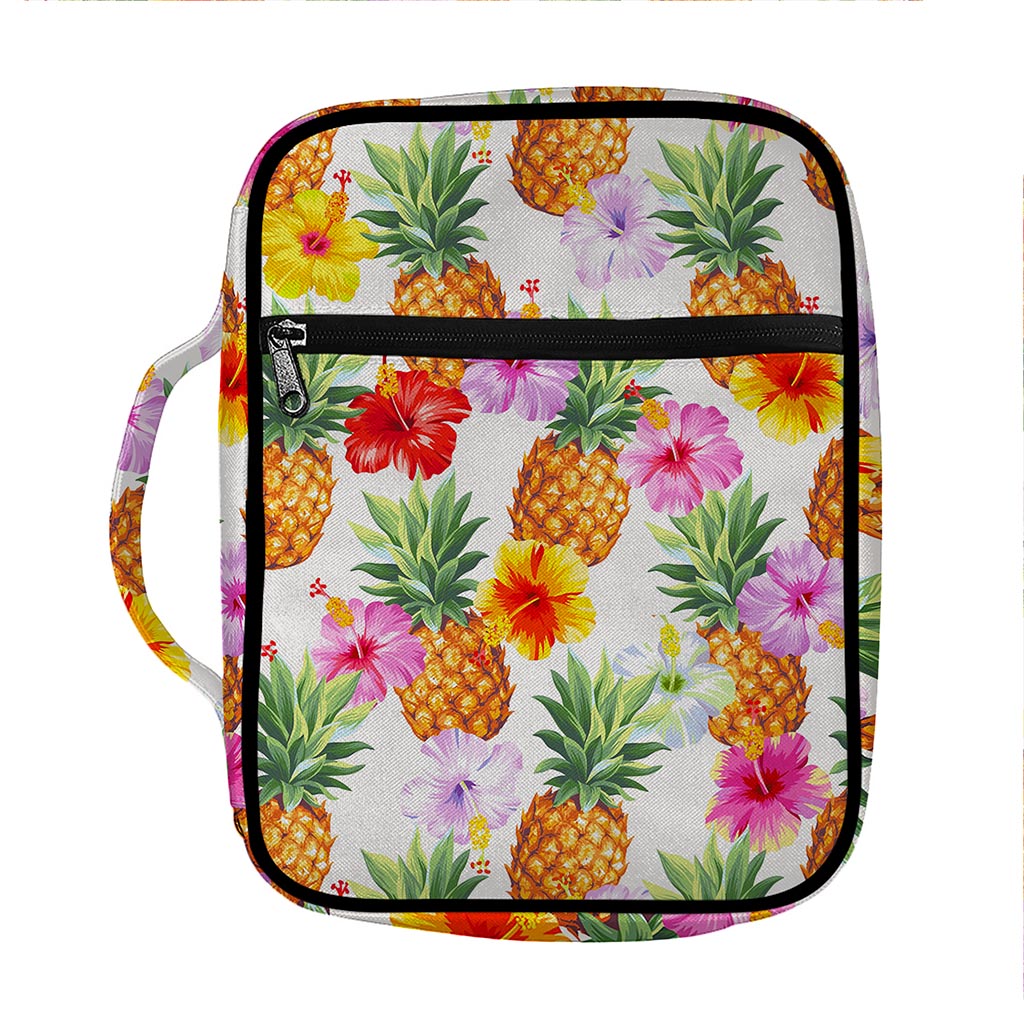 Hawaii Hibiscus Pineapple Pattern Print Front Pocket Bible Bag