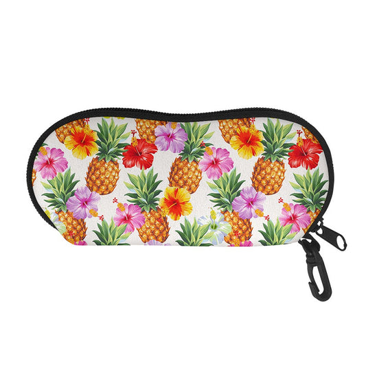 Hawaii Hibiscus Pineapple Pattern Print Glasses Case