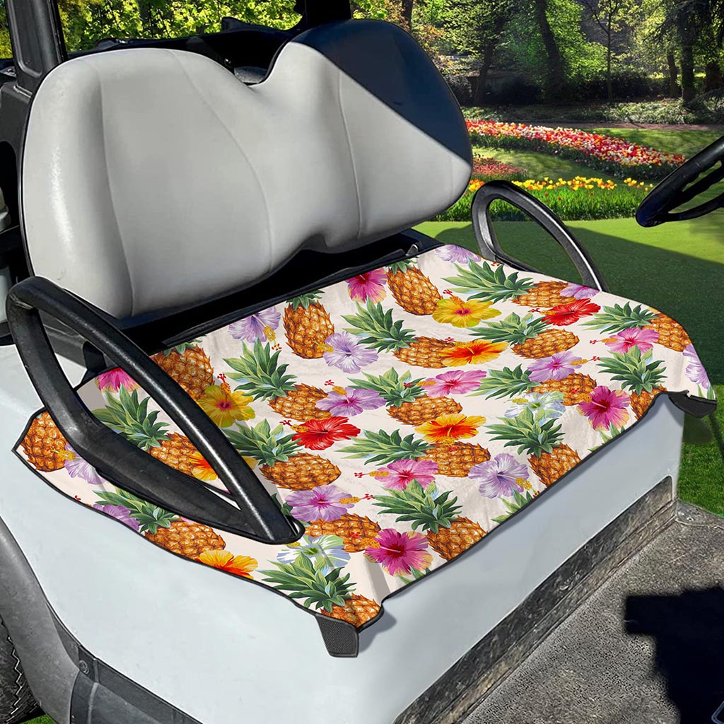 Hawaii Hibiscus Pineapple Pattern Print Golf Cart Seat Cover