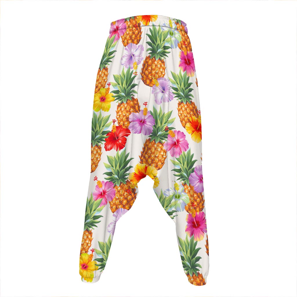 Hawaii Hibiscus Pineapple Pattern Print Hammer Pants