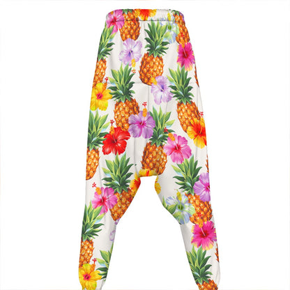 Hawaii Hibiscus Pineapple Pattern Print Hammer Pants