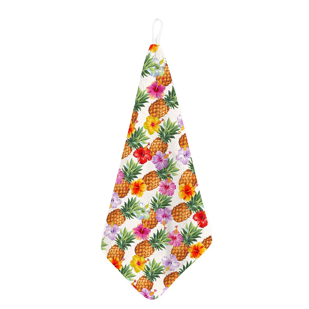 Hawaii Hibiscus Pineapple Pattern Print Hand Towel