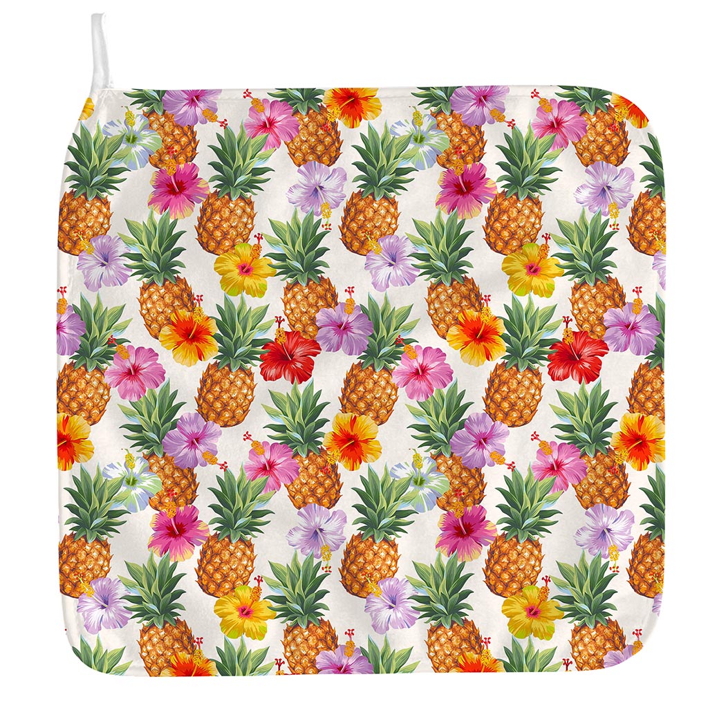 Hawaii Hibiscus Pineapple Pattern Print Hand Towel
