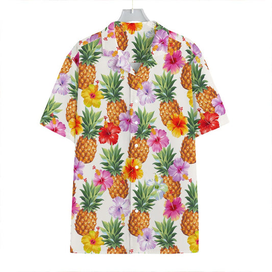 Hawaii Hibiscus Pineapple Pattern Print Hawaiian Shirt