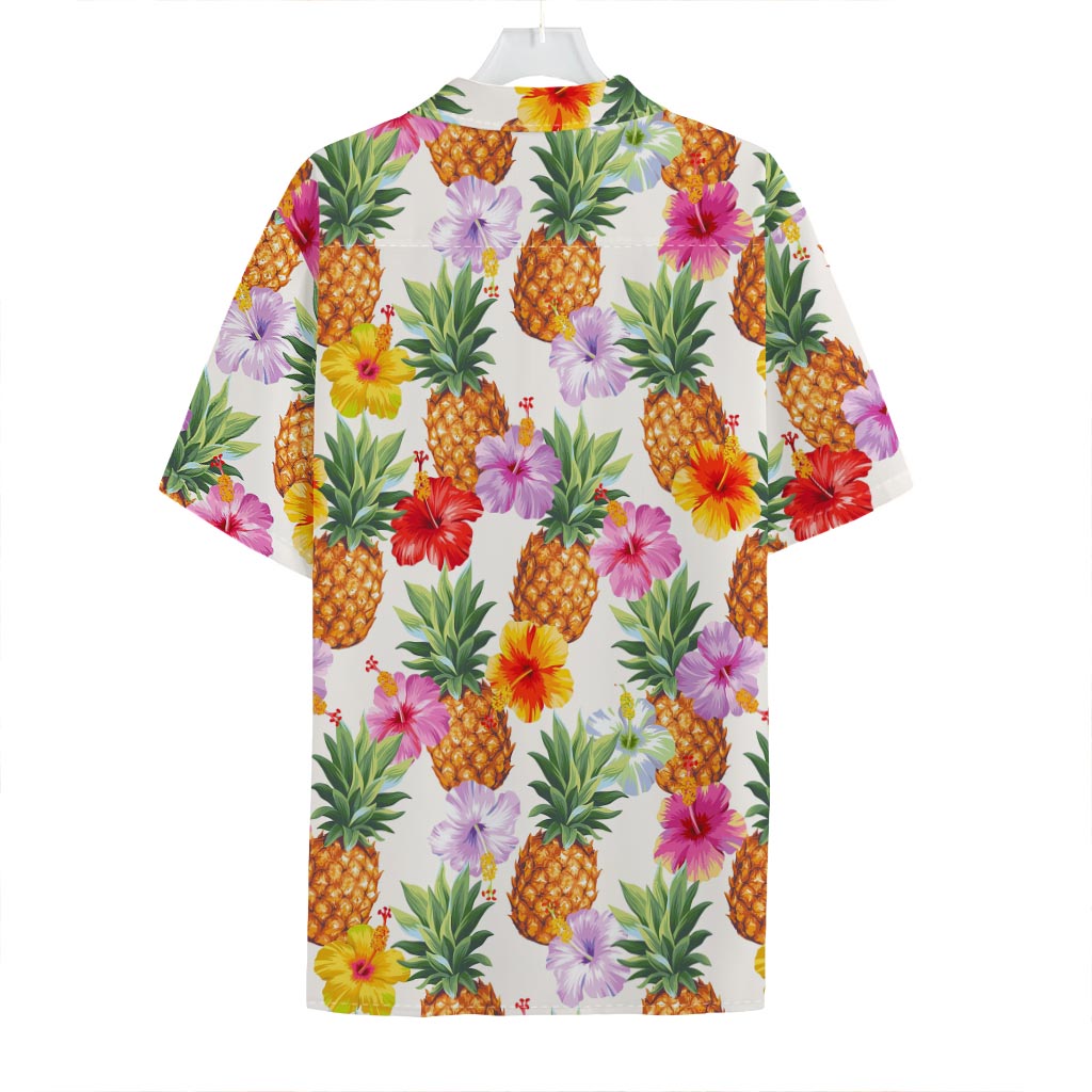 Hawaii Hibiscus Pineapple Pattern Print Hawaiian Shirt