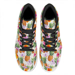 Hawaii Hibiscus Pineapple Pattern Print High Top Leather Sneakers