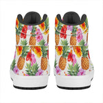 Hawaii Hibiscus Pineapple Pattern Print High Top Leather Sneakers