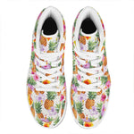 Hawaii Hibiscus Pineapple Pattern Print High Top Leather Sneakers