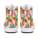 Hawaii Hibiscus Pineapple Pattern Print High Top Leather Sneakers