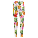 Hawaii Hibiscus Pineapple Pattern Print High-Waisted Pocket Leggings