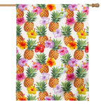 Hawaii Hibiscus Pineapple Pattern Print House Flag