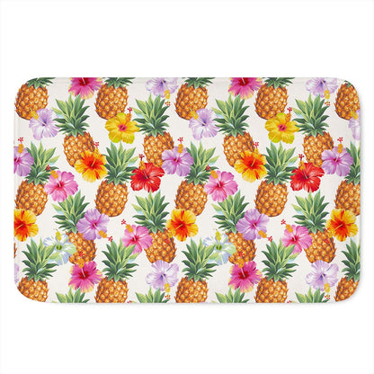 Hawaii Hibiscus Pineapple Pattern Print Indoor Door Mat