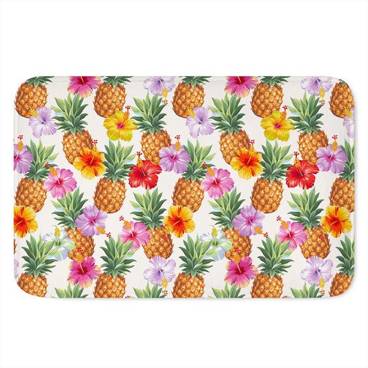 Hawaii Hibiscus Pineapple Pattern Print Indoor Door Mat