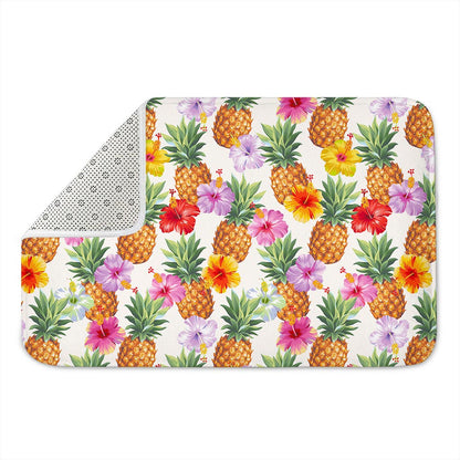 Hawaii Hibiscus Pineapple Pattern Print Indoor Door Mat