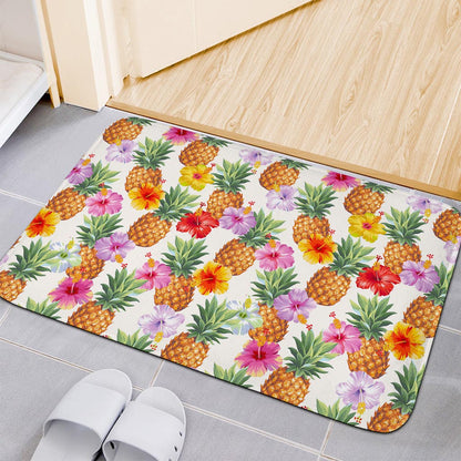 Hawaii Hibiscus Pineapple Pattern Print Indoor Door Mat