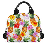 Hawaii Hibiscus Pineapple Pattern Print Insulated Lunch Bag