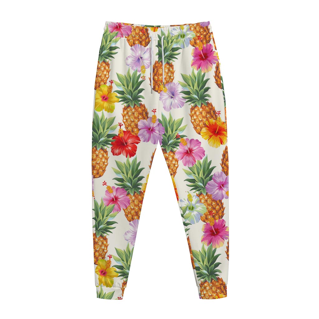 Hawaii Hibiscus Pineapple Pattern Print Jogger Pants