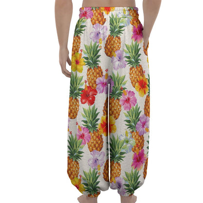 Hawaii Hibiscus Pineapple Pattern Print Lantern Pants