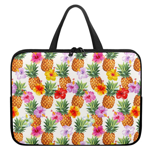 Hawaii Hibiscus Pineapple Pattern Print Laptop Sleeve With Handle