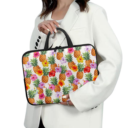 Hawaii Hibiscus Pineapple Pattern Print Laptop Sleeve With Handle