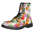 Hawaii Hibiscus Pineapple Pattern Print Lace-Up Boots