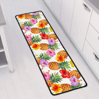 Hawaii Hibiscus Pineapple Pattern Print Long Kitchen Mat