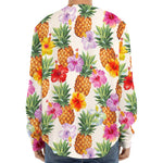 Hawaii Hibiscus Pineapple Pattern Print Long Sleeve Baseball Jersey