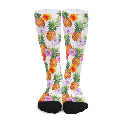 Hawaii Hibiscus Pineapple Pattern Print Long Socks