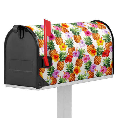 Hawaii Hibiscus Pineapple Pattern Print Mailbox Cover