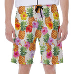 Hawaii Hibiscus Pineapple Pattern Print Men's Beach Shorts