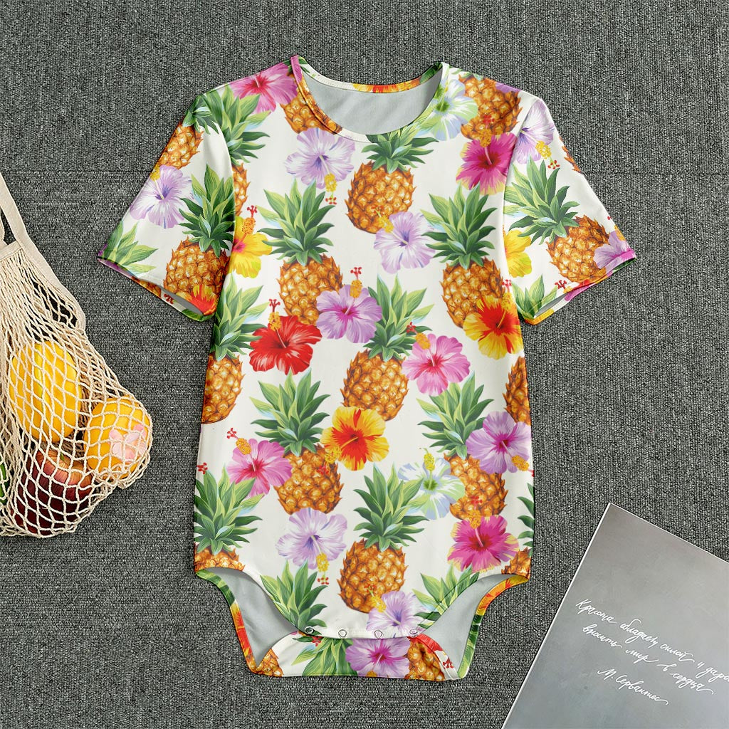 Hawaii Hibiscus Pineapple Pattern Print Men's Bodysuit