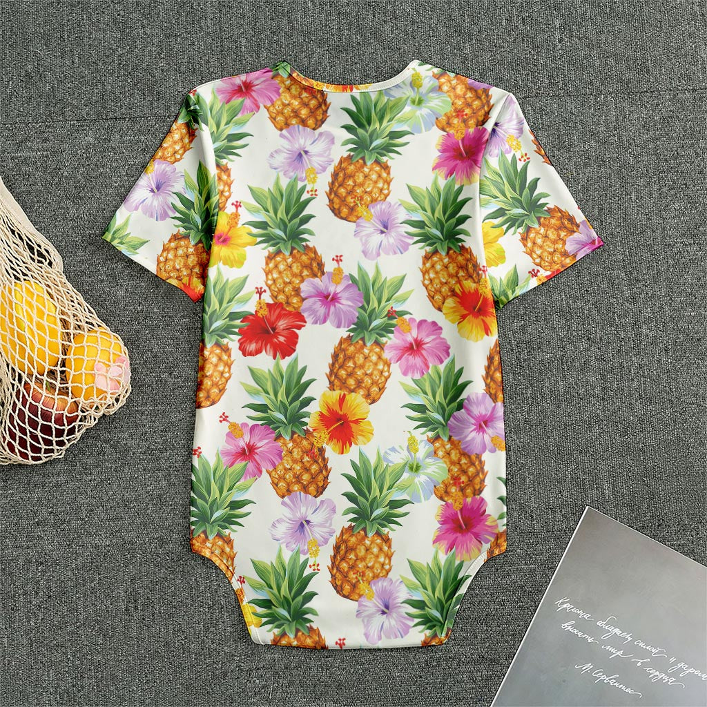 Hawaii Hibiscus Pineapple Pattern Print Men's Bodysuit