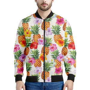 Hawaii Hibiscus Pineapple Pattern Print Men's Bomber Jacket