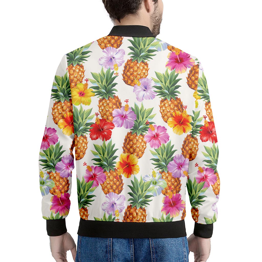 Hawaii Hibiscus Pineapple Pattern Print Men's Bomber Jacket