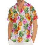 Hawaii Hibiscus Pineapple Pattern Print Men's Deep V-Neck Shirt