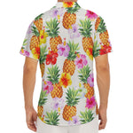 Hawaii Hibiscus Pineapple Pattern Print Men's Deep V-Neck Shirt