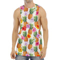 Hawaii Hibiscus Pineapple Pattern Print Men's Muscle Tank Top