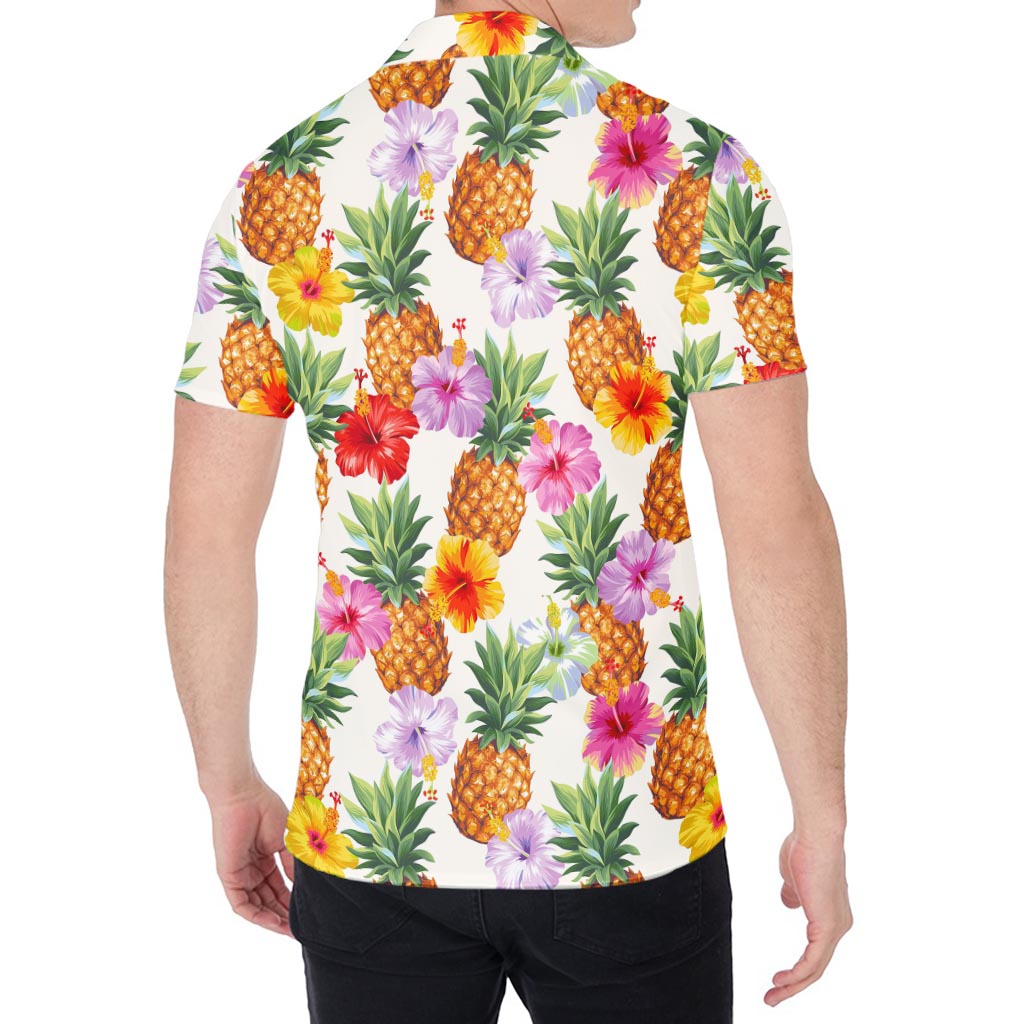 Hawaii Hibiscus Pineapple Pattern Print Men's Shirt