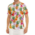 Hawaii Hibiscus Pineapple Pattern Print Men's Short Sleeve Rash Guard