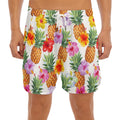 Hawaii Hibiscus Pineapple Pattern Print Men's Split Running Shorts