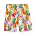 Hawaii Hibiscus Pineapple Pattern Print Men's Sports Shorts
