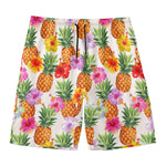 Hawaii Hibiscus Pineapple Pattern Print Men's Swim Trunks