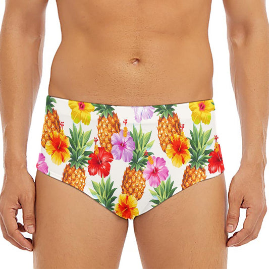 Hawaii Hibiscus Pineapple Pattern Print Men's Triangle Swim Briefs