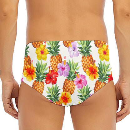Hawaii Hibiscus Pineapple Pattern Print Men's Triangle Swim Briefs