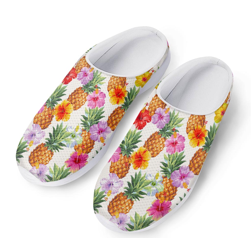 Hawaii Hibiscus Pineapple Pattern Print Mesh Casual Shoes
