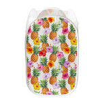 Hawaii Hibiscus Pineapple Pattern Print Mesh Laundry Hamper