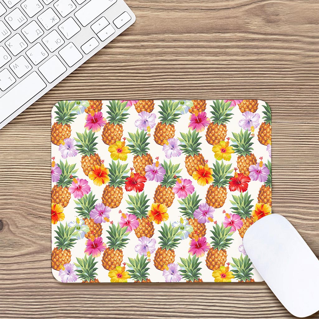 Hawaii Hibiscus Pineapple Pattern Print Mouse Pad