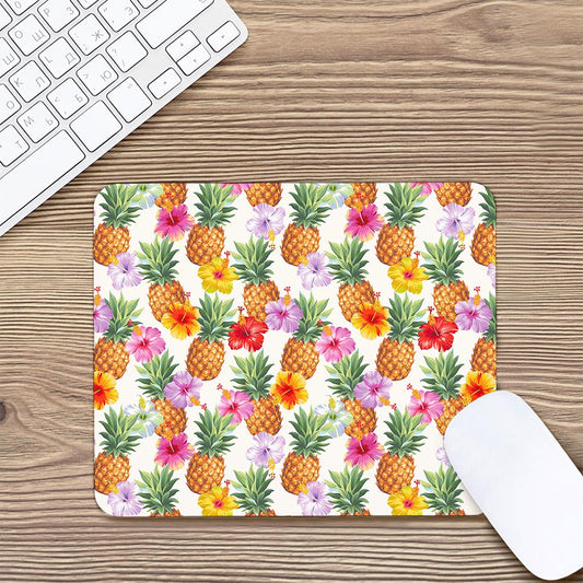 Hawaii Hibiscus Pineapple Pattern Print Mouse Pad