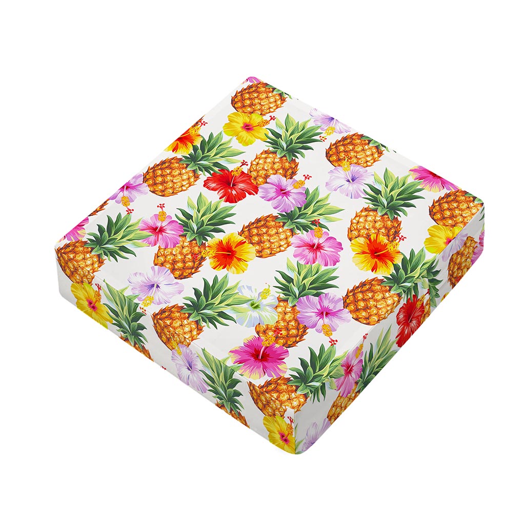 Hawaii Hibiscus Pineapple Pattern Print Outdoor Seat Cushion Cover